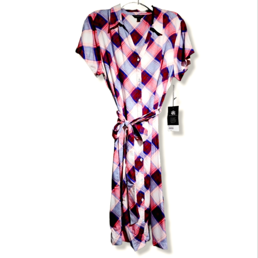 Rock republic Flannel short sleeved dress with belt. NWT